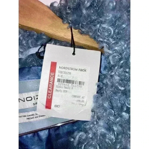NOIZE Kelly Faux Fur Jacket Blue Cozy Collared Teddy Jacket Size S - Picture 10 of 12